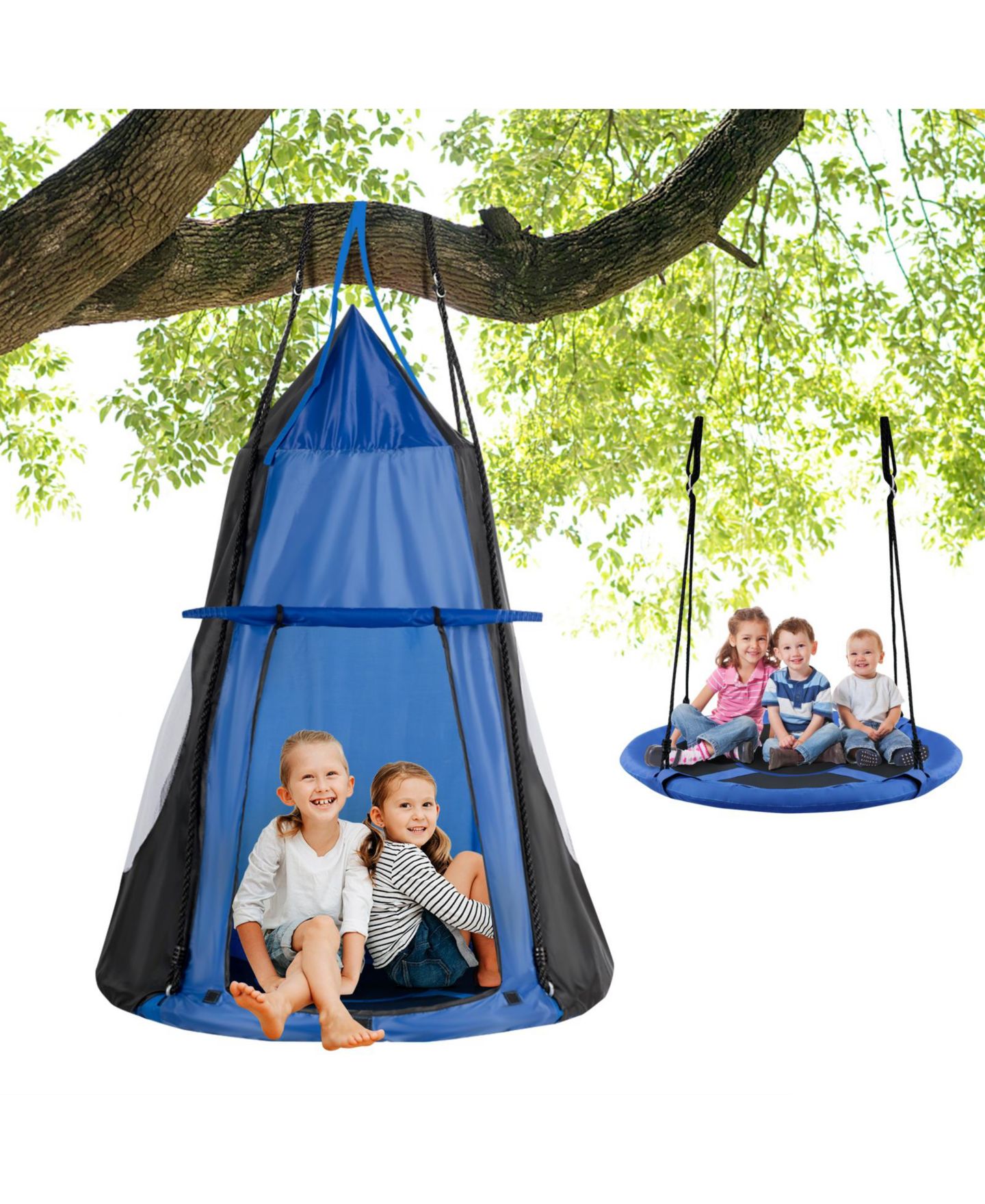 Детская игрушка Mecale 2-in-1 40" Detachable Tent Hanging Chair Swing, Fits 2–3 Children, Ages 3+, цвет: Синий — фото 9