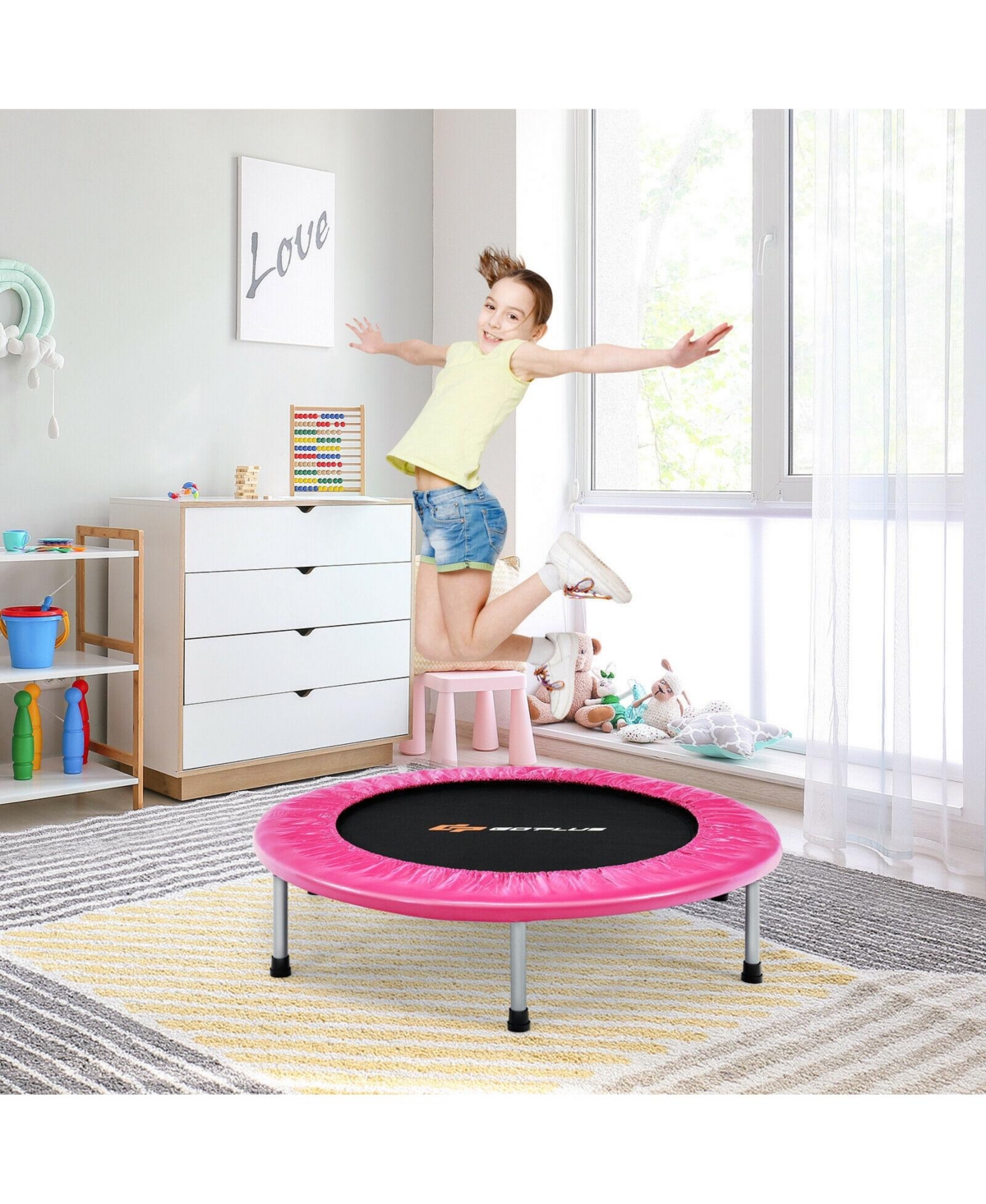 38 Inch Mini Folding Trampoline Portable Recreational Fitness Rebounder