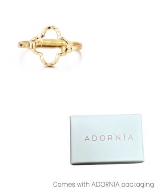 Gold Plated Hammered Clover Open Cuff Bracelet