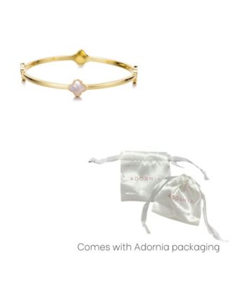 Gold Mother of Pearl Clover Bangle Bracelet