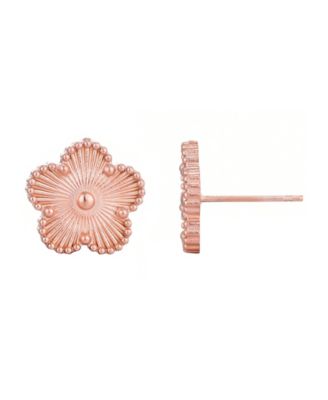 Tarnish Resistant Rose Gold 5 Leaf Clover Stud Earrings