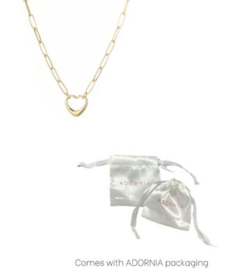 Gold Paperclip Chain Outline Heart Pendant Necklace