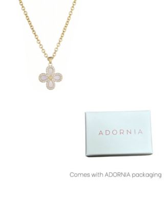 Gold Mother of Pearl Flower Halo Pendant Necklace