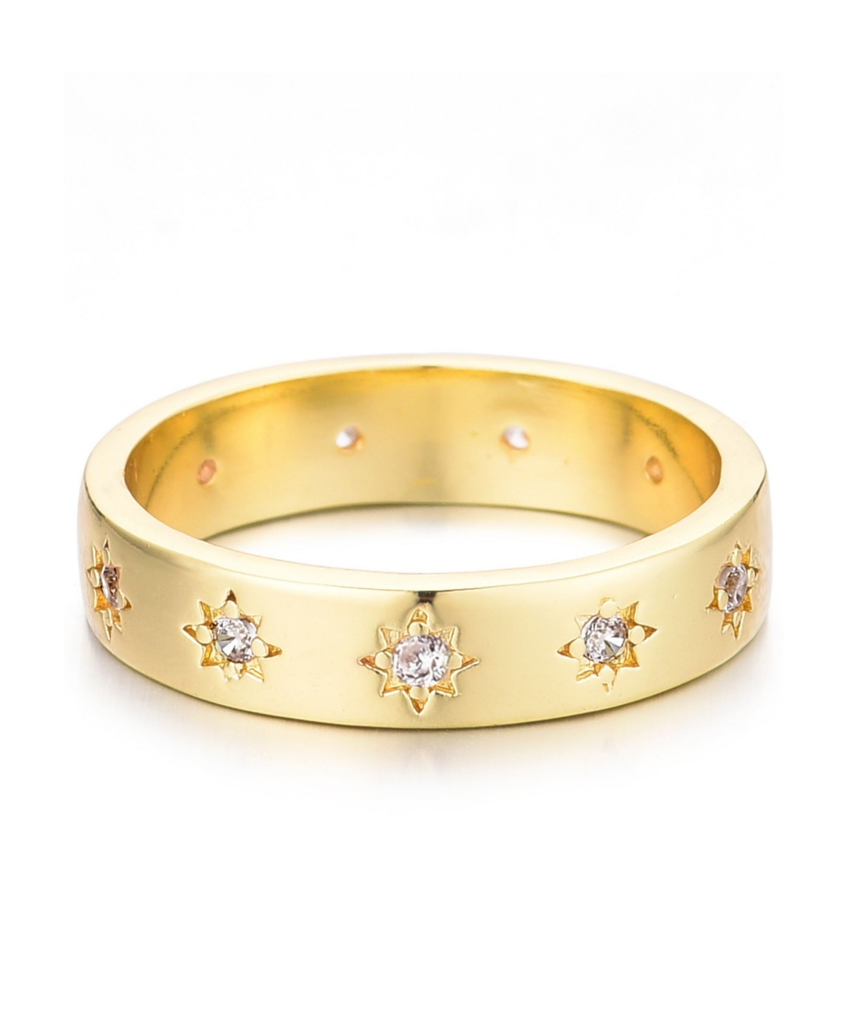 Gold Cubic Zirconia Stars Band Ring - Gold