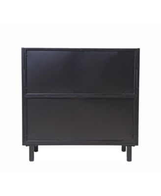1Pc Steel, Tempered Glass Doors, Flip-Top & 2-Tier Storage Modern Sideboard Buffet