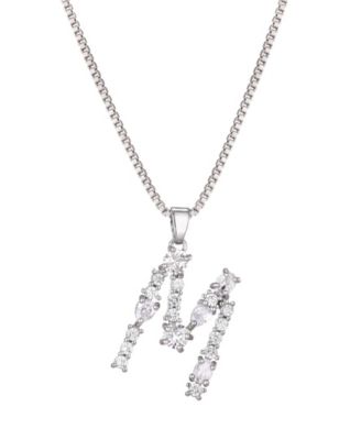 Adornia Silver Crystal Mixed Stone Initial Necklace - Silver M 17$