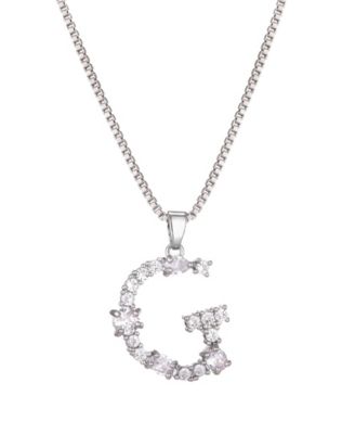 Adornia Silver Crystal Mixed Stone Initial Necklace - Silver G 22$