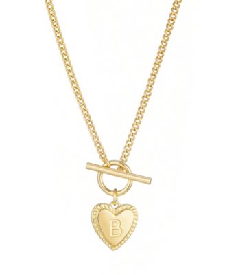 Gold Heart Initial Toggle Necklace
