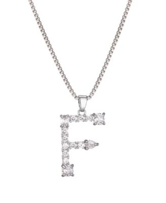Adornia Silver Crystal Mixed Stone Initial Necklace - Silver F 19$