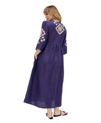 Women's Arianna V- Neck Embroidered Maxi Dress