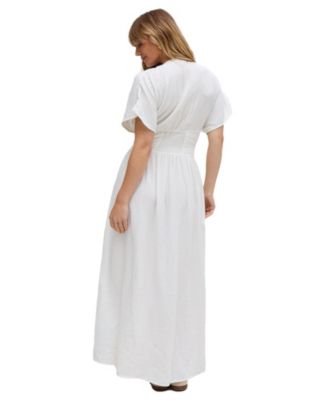 Women's Sally Ann Button Down Embroidery Maxi Dress
