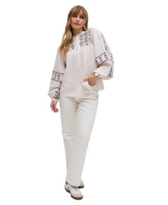 Women's Demi Embroidered Ballon Sleeve Shirt