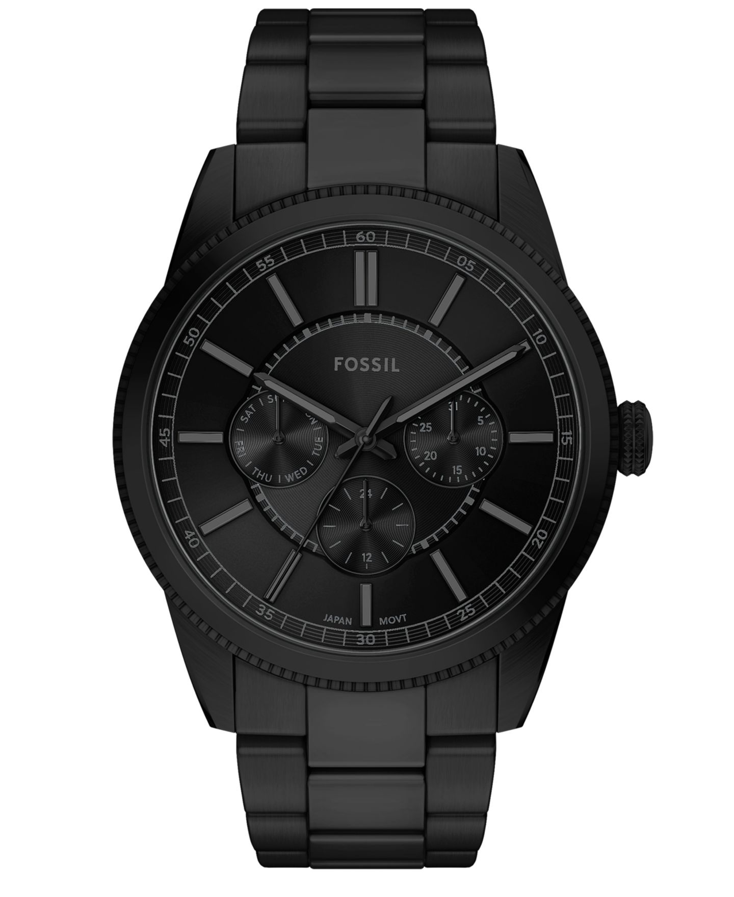 Мужские часы Fossil Pearson Multifunction Black Stainless-Steel Watch, 42mm — фото 1