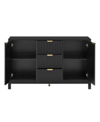 Wave Design Sideboard - Adjustable Shelves Drawers Soft-Close Doors