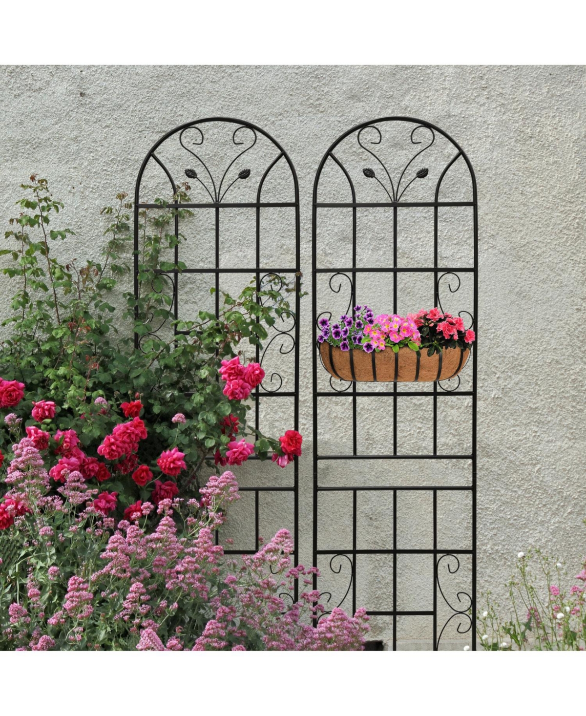 Streamdale Furniture 2 Pack Metal Garden Trellis, 86.7" Black