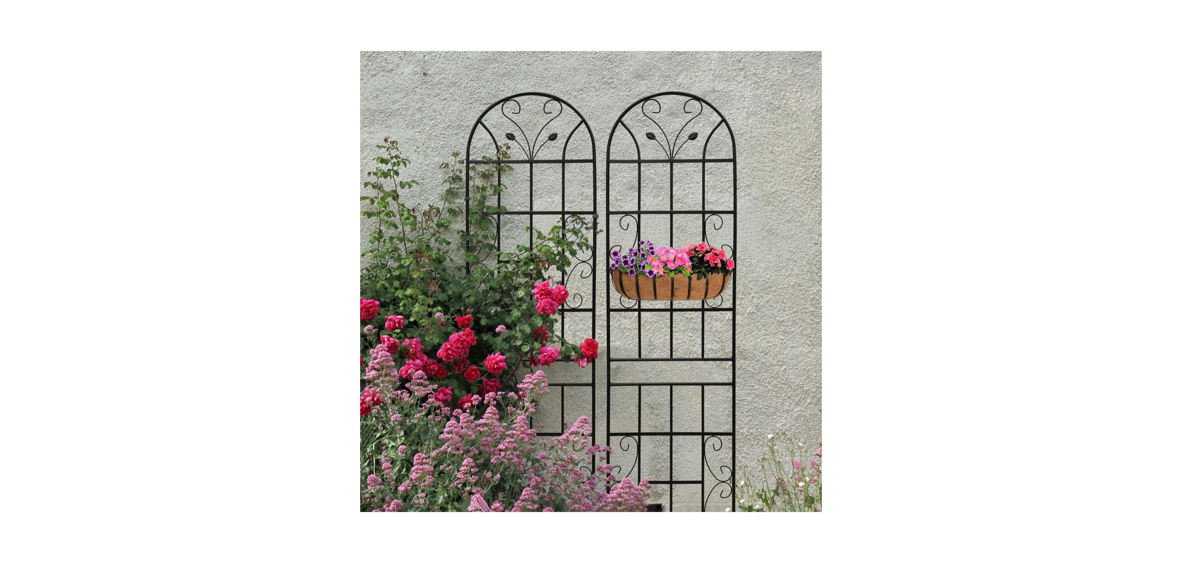 Streamdale Furniture 2 Pack Metal Garden Trellis, 86.7" Black