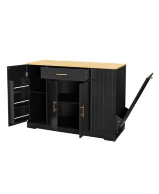 53"W Drawers, Spice Rack, Tilt-Out Trash Bin, Adjustable Shelves Kitchen Island