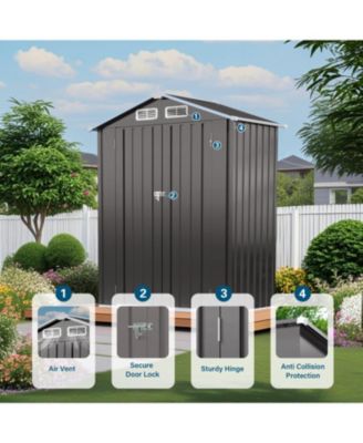 5x3 FT Metal Outdoor Storage Shed, Gray