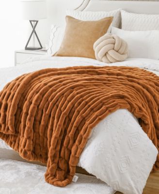 Luxurious Reversible Rabbit Faux Fur Throw, 50" x 60"