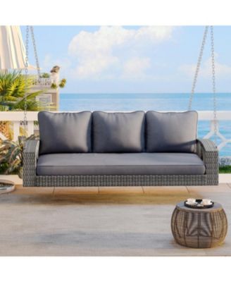 69" Wicker Porch Swing with Cushions & Chains