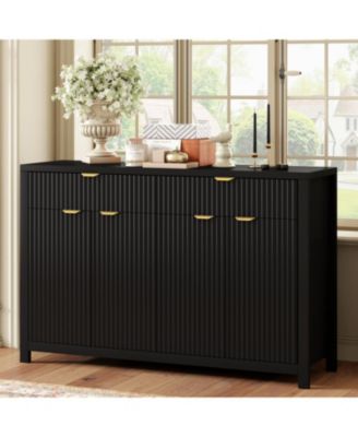 Wave-Pattern Sideboard Cabinet