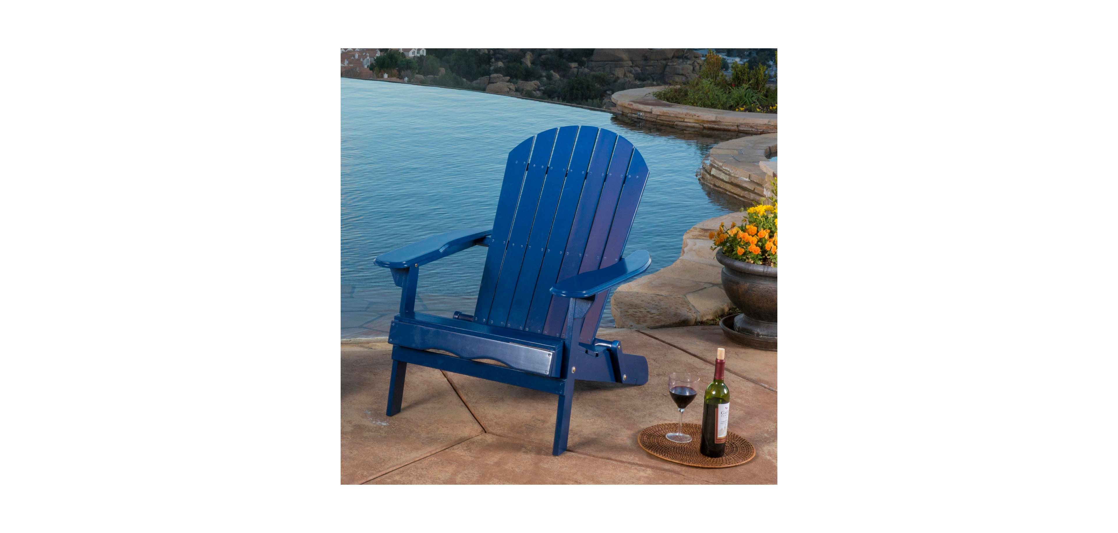 Acacia Wood Folding Adirondack Chair - Rustic Design