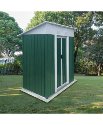 5x3ft Mini Outdoor Storage Shed - Green, Sliding Door