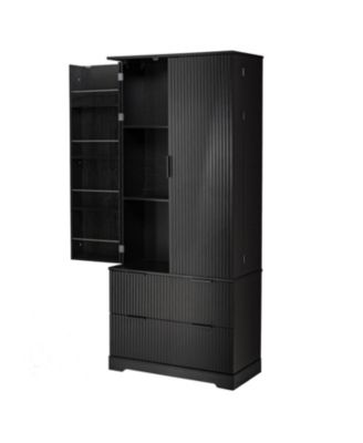 72" Fluted Pantry Cabinet with Drawers & Spice Rack