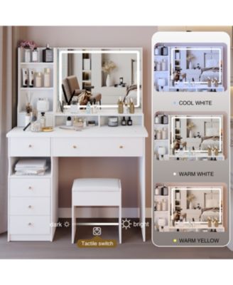 41" LED Vanity Table with Stool & Large Storage