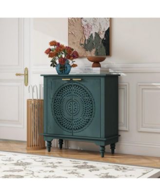 CASAINC Hollow-Carved 2 Door Accent Cabinet Sideboard Buffet Storage Cabinet with Adjustable Shelf