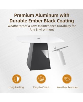 44" Marble-Look Outdoor Dining Table