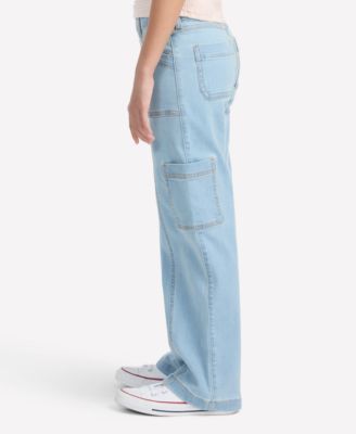 Girls High Rise Wide Leg Utility Jeans