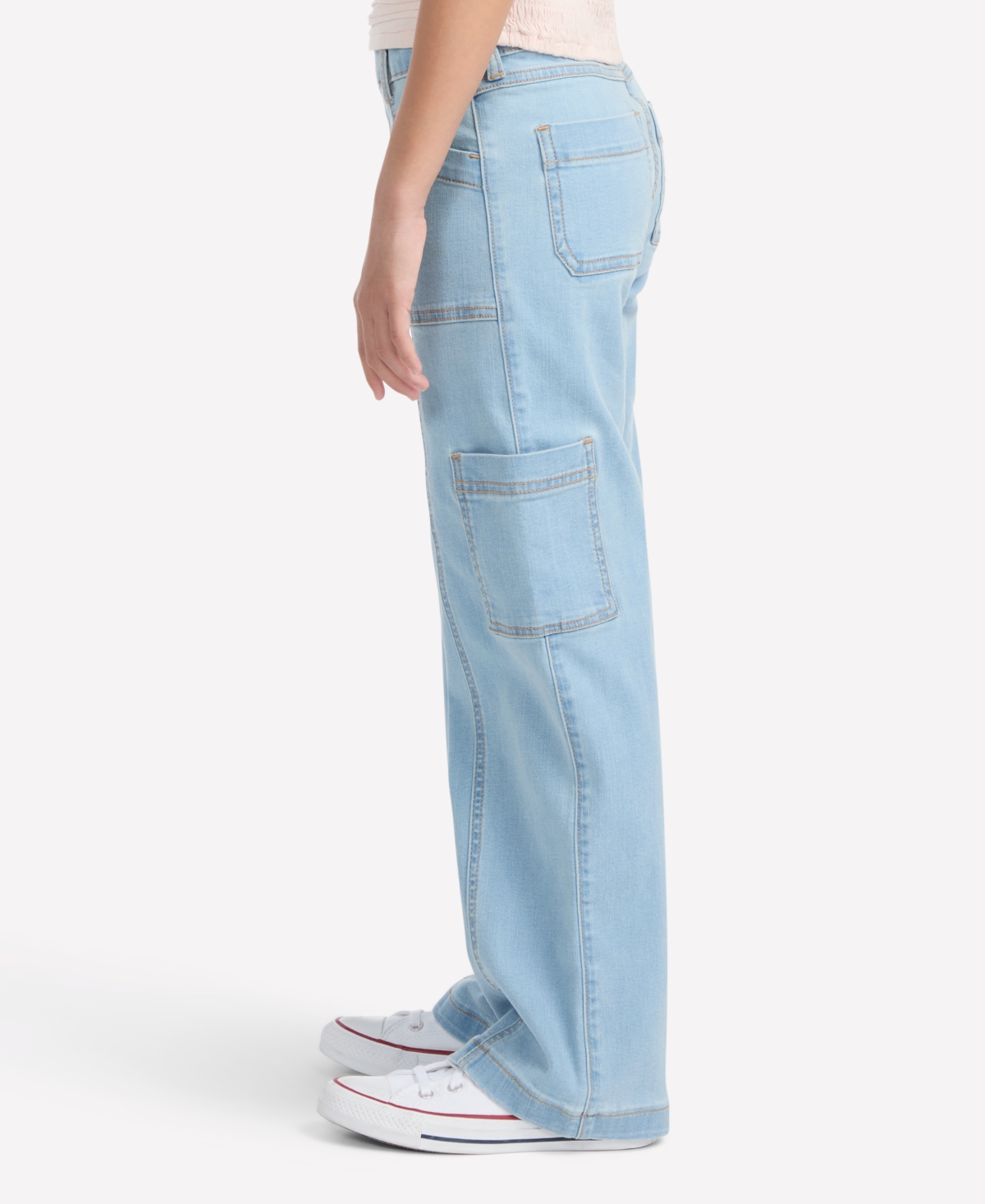 Abercrombie Girls High Rise Wide Leg Utility Jeans In Blue
