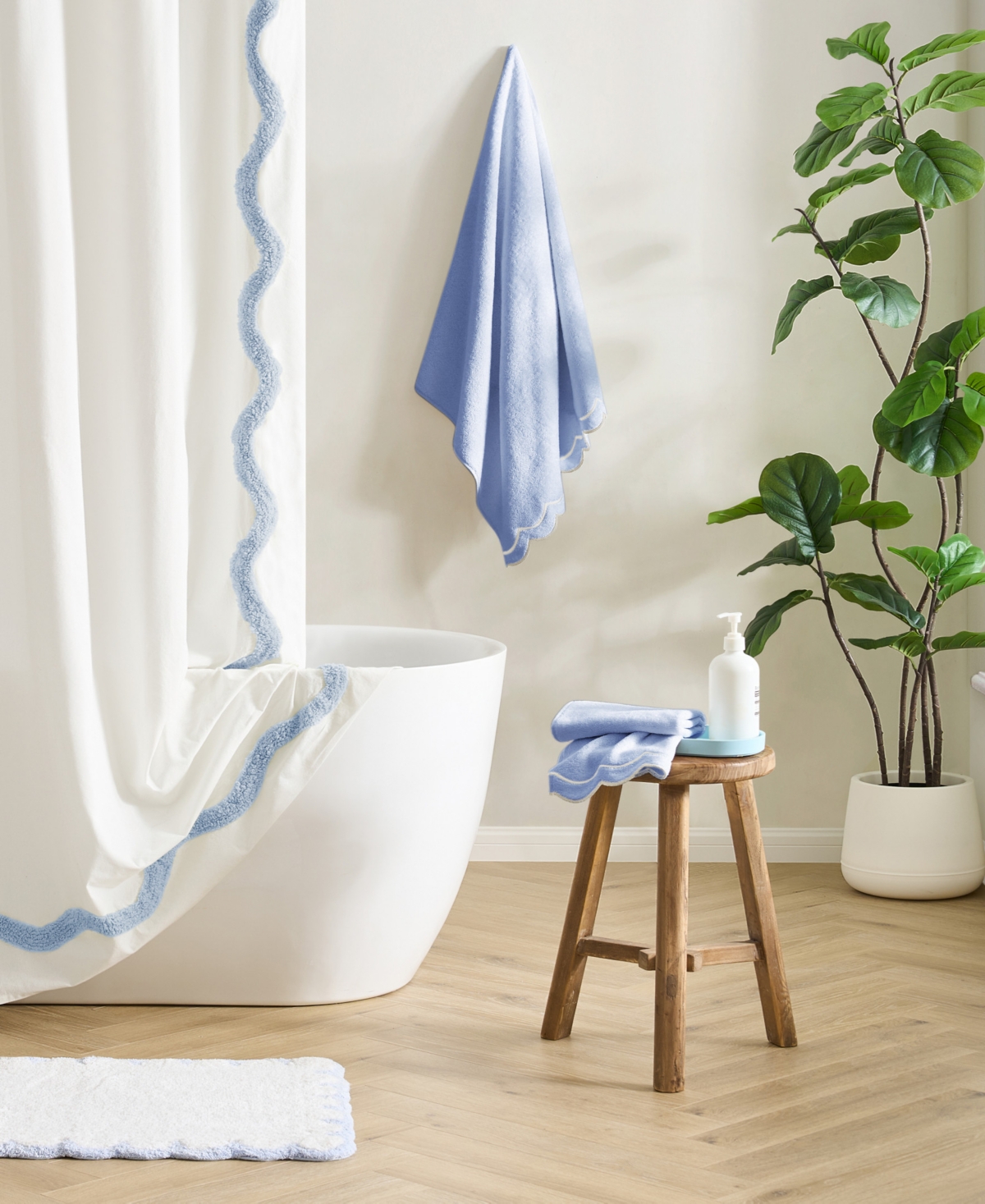 Peri Home Scallop 4-pc. Cotton Towel Set In Blue