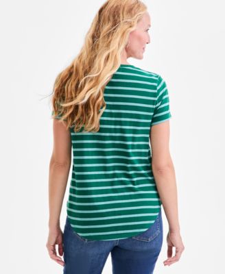 Women's Striped Crewneck Short-Sleeve T-Shirt, Macy's Exclusive