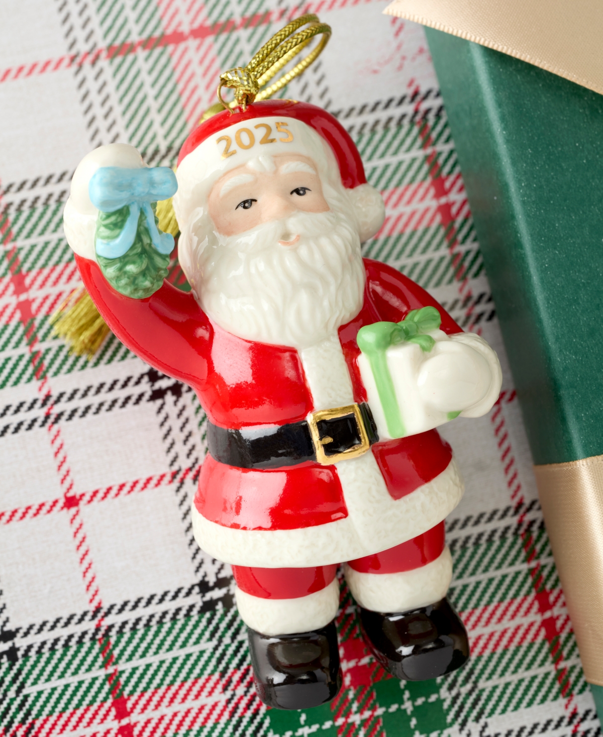 Lenox 2025 Santa With Mistletoe Ornament In Multi