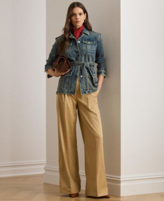 Lauren Ralph Lauren - Women's Pleated Cotton Twill Wide-Leg Pants