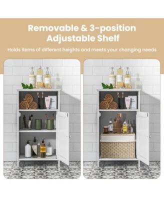 Bathroom Freestanding  Adjustable Shelf Floor Storage Cabinet