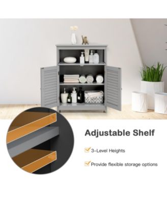 Wood Freestanding Bathroom Storage Cabinet with Double Shutter Door