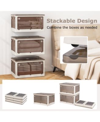 3-Pack Stackable Storage Bins with Lids with 5 Opening Ways