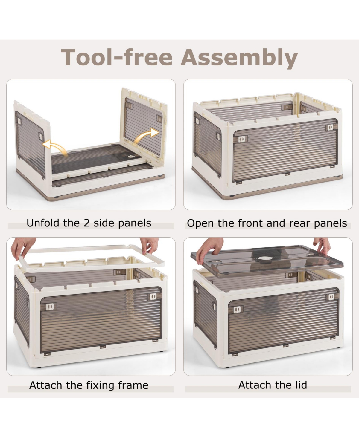 3-Pack Stackable Storage Bins with Lids with 5 Opening Ways