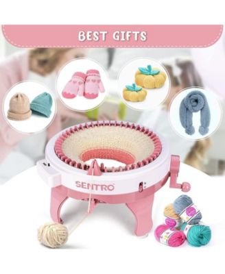 48-Needle Pink Knitting Machine | 1-Touch Knitting for Scarves, Hats & Sweaters | Beginner & DIY Friendly | Includes Tutorial & Tools