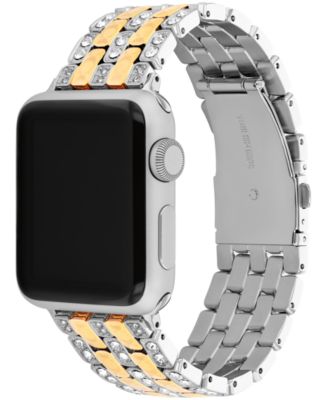 Women's Two Tone Stainless Steel and Crystals Apple Watch Strap, 38mm, 40mm, 41mm