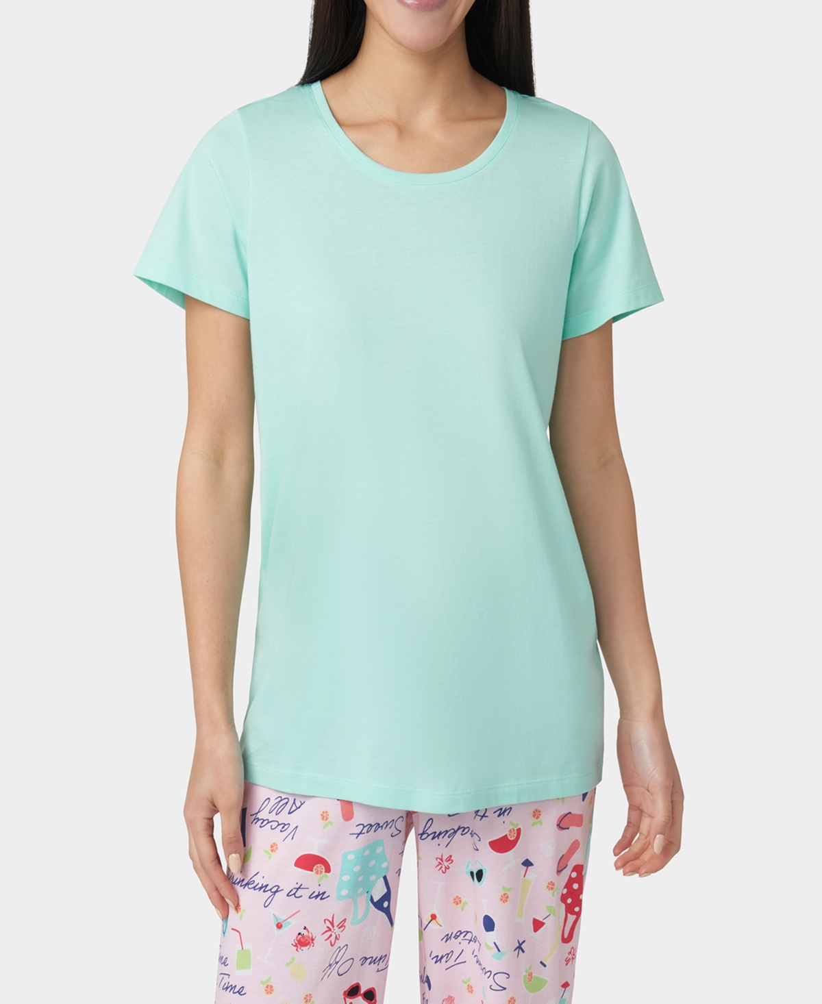 Women's Solid Short-Sleeve Scoop-Neck Pajama T-Shirt - Dubarry