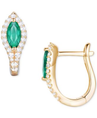 Macy's - Gemstone (5/8 ct. t.w.) & Diamond (1/4 ct. t.w.) Hoop Earrings in 14k Gold