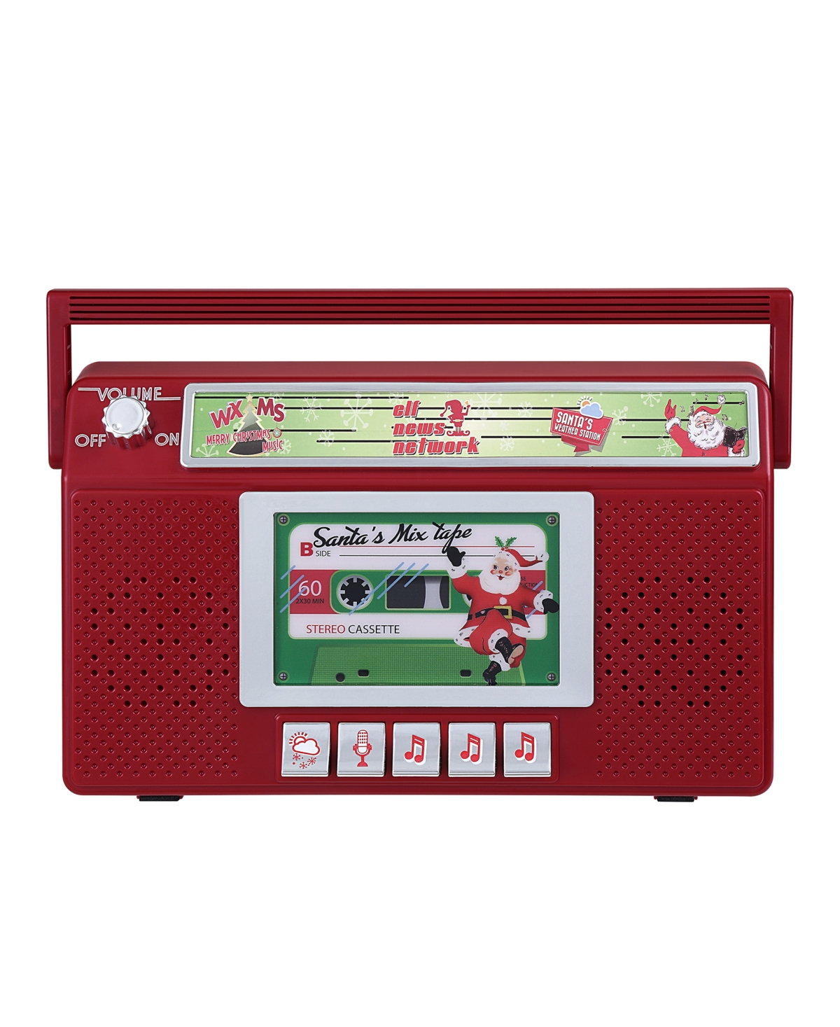 Mr. Christmas 7" Santa's Boom Box Radio In Red