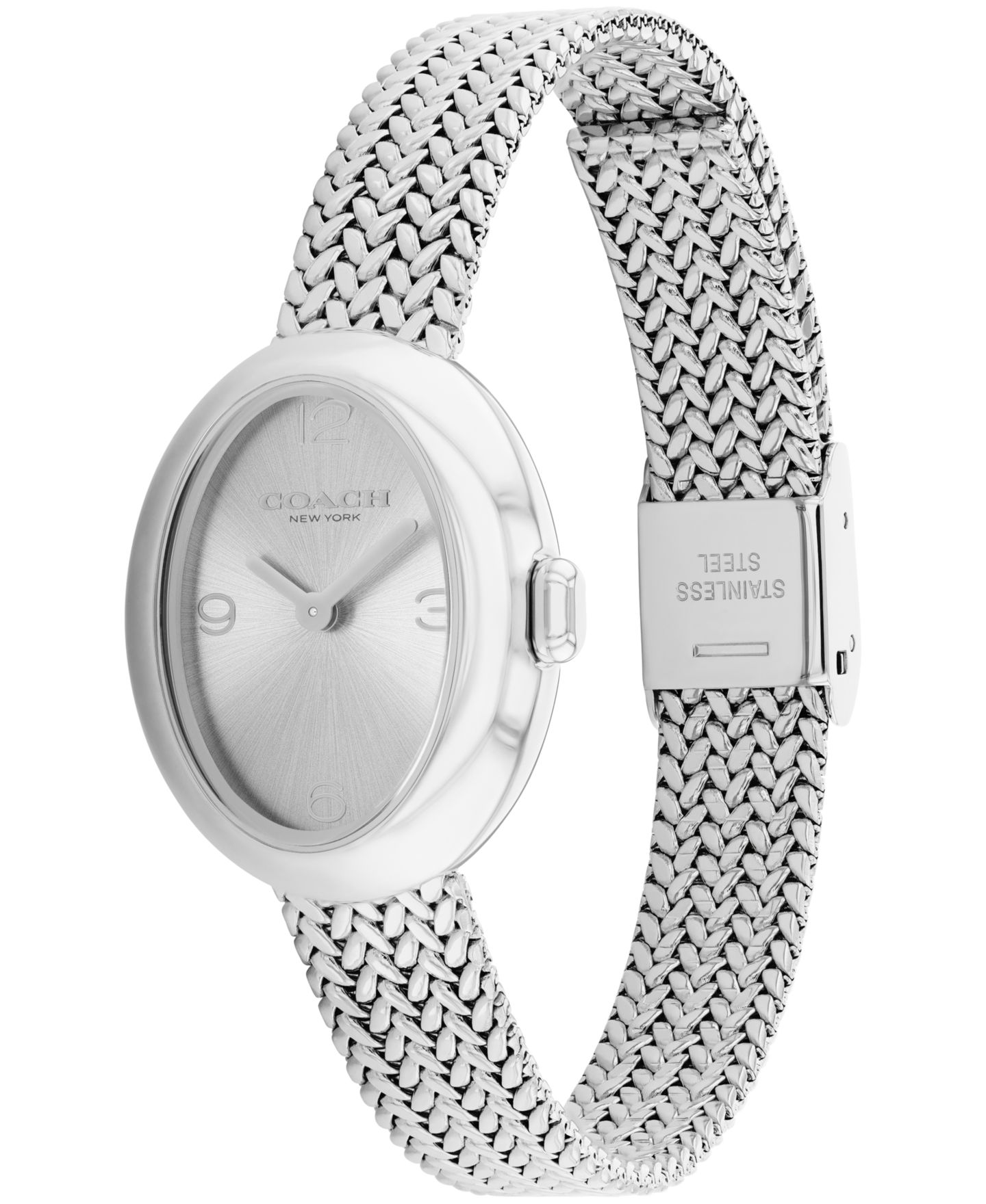 Женские часы COACH Sammy Silver Tone Stainless Steel Mesh Bracelet Watch, 22.5mm — фото 3
