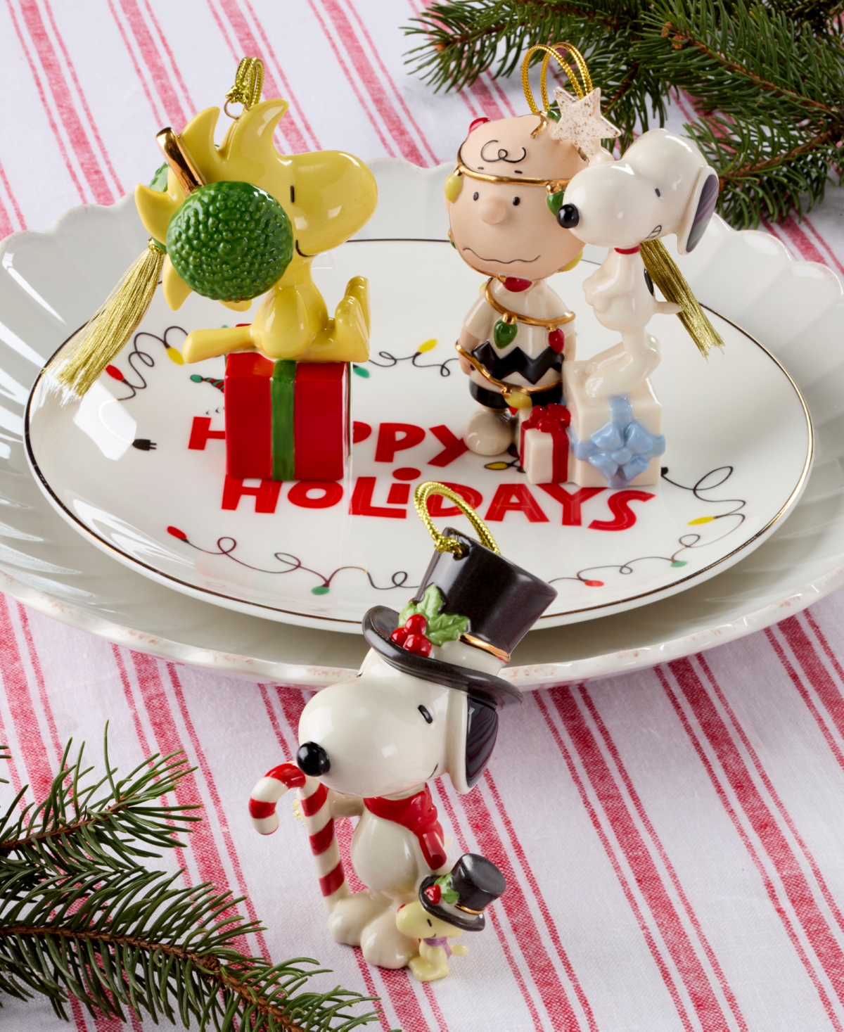 Lenox Christmas Tree Charlie Brown & Snoopy Ornament In Multi