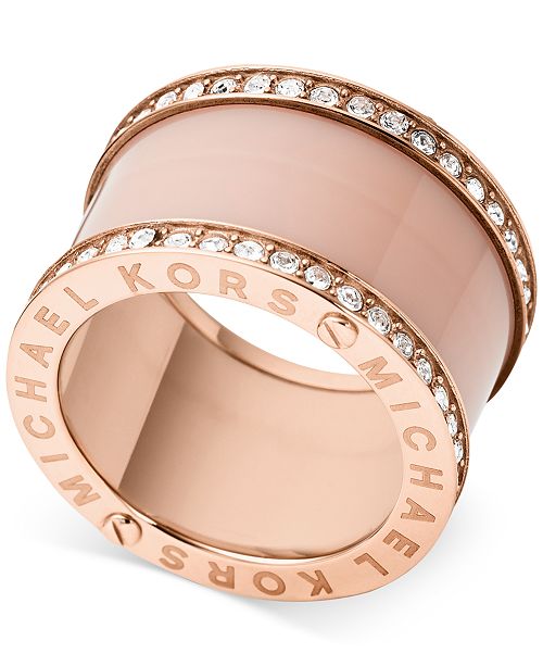 Michael Kors Rose Gold Tone Barrel Ring Reviews Fashion Jewelry Jewelry Watches Macy S