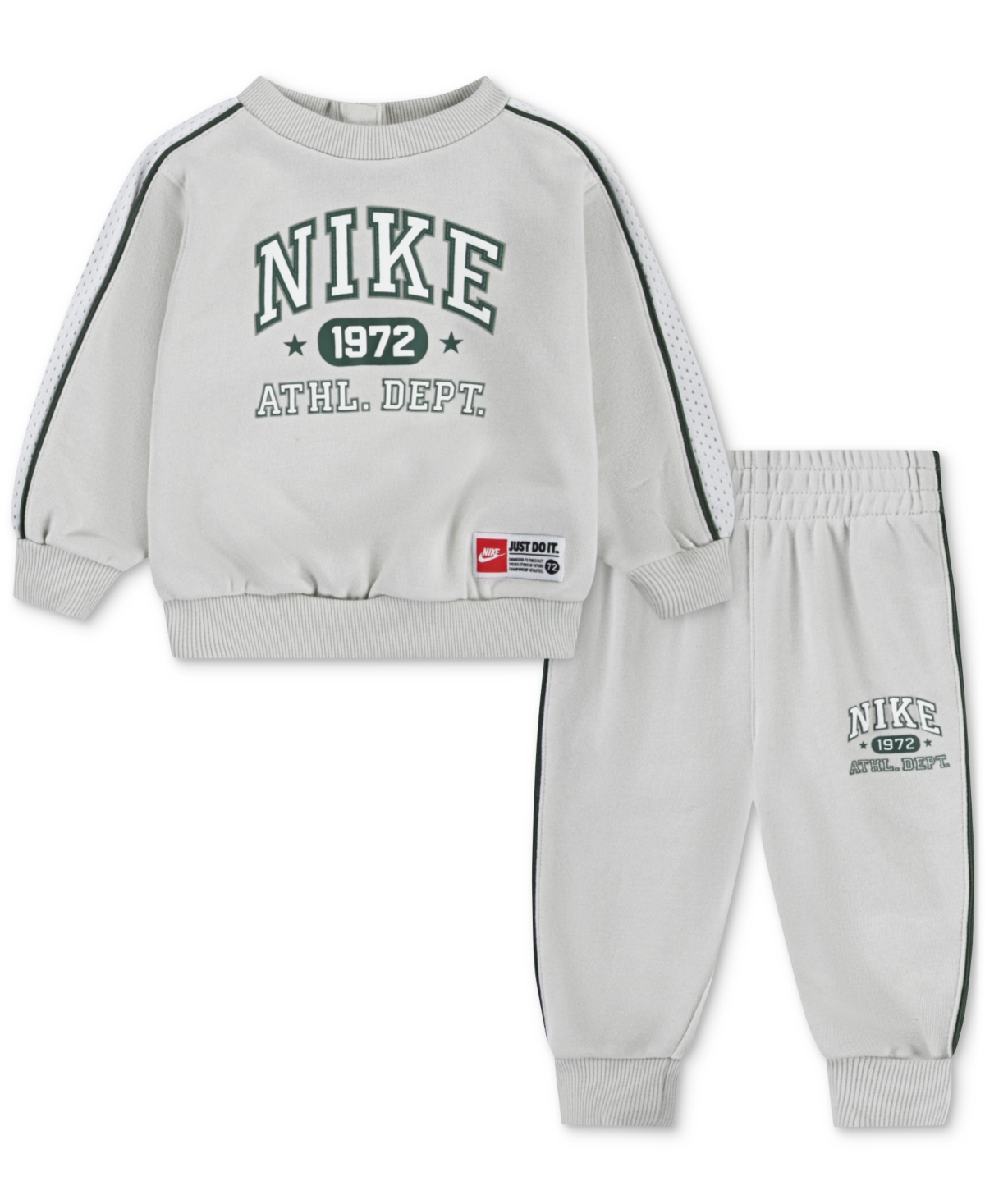 Nike Baby Boys Pe Crewneck Sweatshirt & Pants, 2 Piece Set In Gray